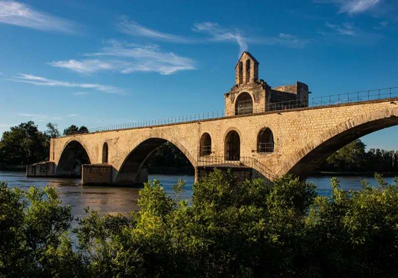 Pont Saint-Bénézet medieval bridge over the Rhone river, Avignon