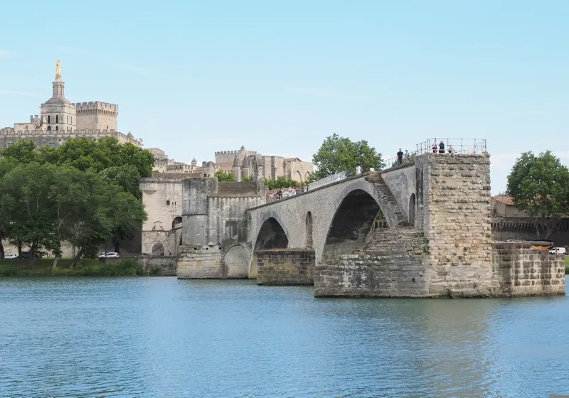 Panoramic view of Avignon skyline from Ile de la Barthelasse